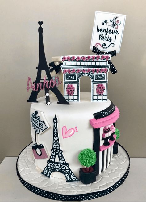 Paris Cake Design, Paris Cake Ideas, Paris Theme Cake, Paris Birthday Cake, Paris Birthday Cakes, Parisian Cake, Esmod Paris, Paris Desserts, Bolo Paris