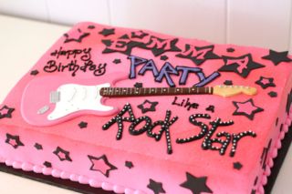 1227B Pink and Black electric guitar Rockstar Birthday Cake, Rock Star Birthday Cake, Rockstar Cake, Rock Star Cakes, Guitar Birthday Cakes, Guitar Party, Musical Party, Toddler Birthday Cakes, Rockstar Birthday