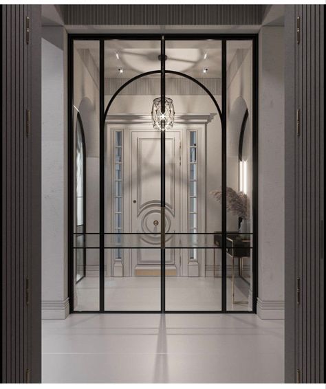 Aluminium Sliding Doors Modern, Glass Wall Door, Parisian Interior, Art Deco Interior Design, Casa Country, Wall Art Ideas, Glass Doors Interior, Arched Doors, Door Design Modern