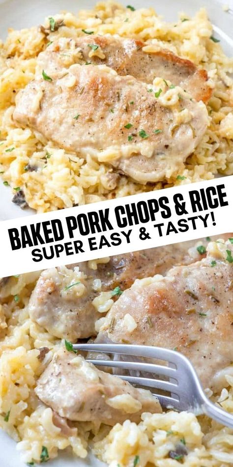 Baked Pork Chops And Rice, Rice Pork, Pork Chop Casserole, Pork Chops And Rice, Boneless Pork Chop Recipes, Pork Chop Recipes Crockpot, Easy Pork Chops, Easy Pork Chop Recipes, Pork Chop Recipes Baked