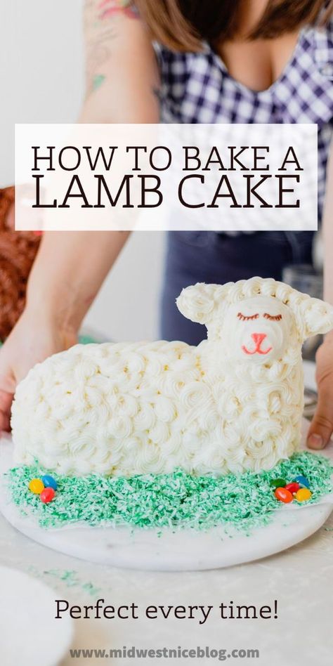 Easter Lamb Cake Recipe, Lamb Cake Easter, Lamb Cake Mold Recipe, Lamb Cake Recipe, Easter Lamb Cake, Cottagecore Baking, Cake For Easter, Sheep Cake, Easter Meal