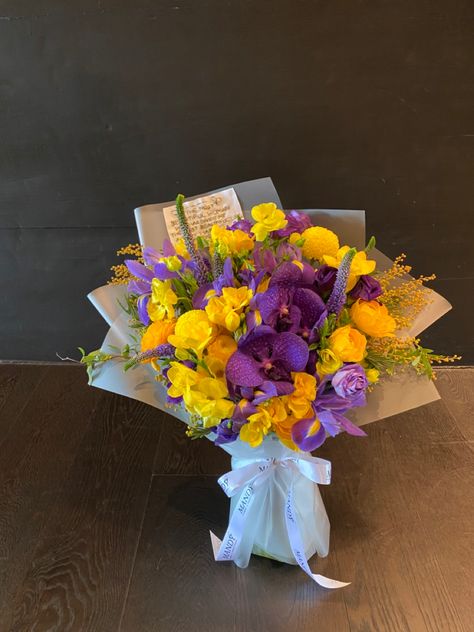 Purple And Yellow Roses, Purple And Yellow Flower Bouquet, Tangled Flower Bouquet, Rapunzel Flower Bouquet, Tangled Bouquet, Rapunzel Bouquet, Purple And Yellow Bouquet, Flower Bouquet Yellow, Wedding Flower Arrangements Purple