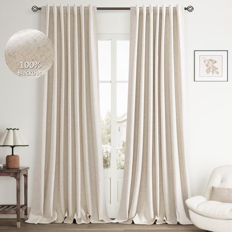 PRICES MAY VARY. Linen Blackout Curtains Long Curtains Living Room, White Curtains Living Room, Curtains Linen, Neutral Curtains, Blackout Curtains Bedroom, Linen Blackout Curtains, Light Blocking Curtains, Beige Curtains, White Liner