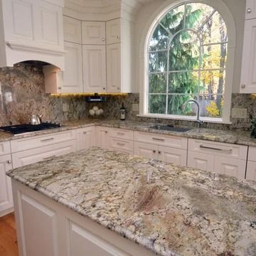 Typhoon Bordeaux Granite - Photos & Ideas | Houzz Typhoon Bordeaux Granite Countertops, Bordeaux Granite Countertops, Granite Countertops With White Cabinets, Countertops With White Cabinets, Kitchen Nook Lighting, Typhoon Bordeaux Granite, Kitchens Rustic, Dark Granite Countertops, Sleek Kitchen Design