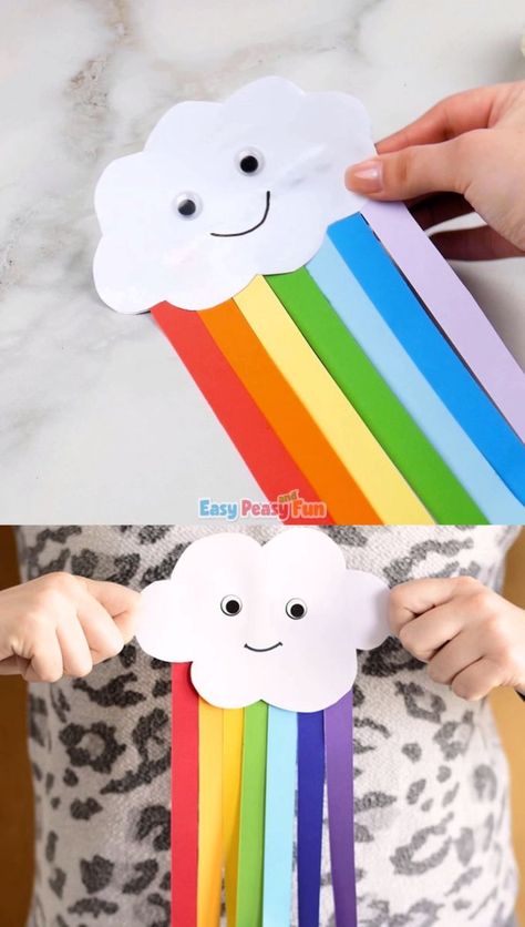 Rainbow Craft, Craft To Make, Paper Rainbow, Denim Wallet, Kraf Kertas, Diy Denim, Cute Paper, Spring Crafts For Kids, Rainbow Crafts