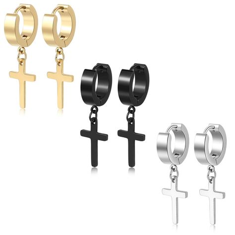 PRICES MAY VARY. Title: TXPFF 3 Pairs of Cross Earrings Dangle Hinged Men Earrings Stainless Steel Cross hoop Earrings for Men and Women ,Silver,Gold ,Black. Product Type: Departments > Men > Jewelry > Earrings Y Tattoo, Studs For Men, Edgy Jewelry, Mens Earrings Hoop, Stud Earrings For Men, Dangle Hoop Earrings, Stainless Steel Hinges, Dope Jewelry, Hoop Earring Sets