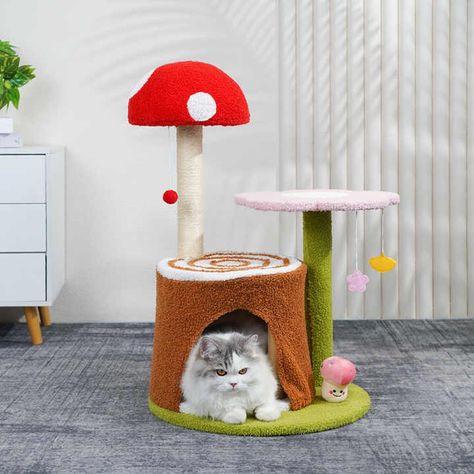 Tree Mushrooms, Cat Tree House, Diy Cat Tree, Play Furniture, Indoor Pets, Cat Bed Furniture, Cat Condo, Cat Scratching Post, Cute Pet