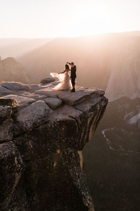 Eloping Photography, Mountain Inspiration, Princess Wedding Gown, Yosemite Wedding, Black Tux, Gown Black, Groom Photos, Pictures Poses, Mountain Photography