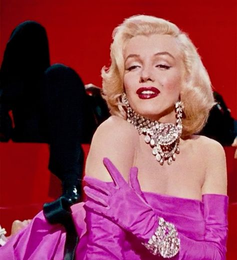 Marilyn Monroe, Pink Dress, A Woman, Gloves, Purple, Pink