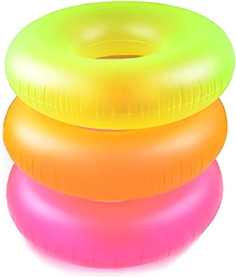 Amazon.com: 3 Pack Intex Neon Frost Swim Tubes Inflatable 36" Pool Floats and Rings : Toys & Games Neon Pool Parties, Cute Pool Floats, Cool Pool Floats, Unique Halloween Decorations, Pool Floats For Adults, Pool Floaties, Inflatable Float, Round Pool, Tropical Pool