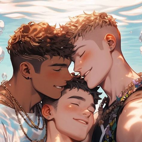 Two Boys Friendship, Gay Character Art, Oc Art Character Design Male, Fantasy Person, Saffron Spice, Underwater Art, Queer Art, January 22, Cute Couple Art