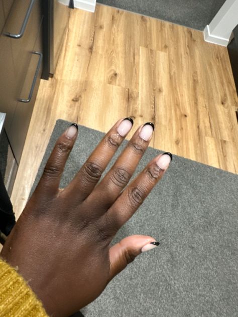 Black french tip on dark skin Black Tips Nails, Nails On Dark Skin, Nails Dark Skin, Black French Tip, Tips Nails, Nails Dark, Black French Tips, Black Tips, Girl Nails