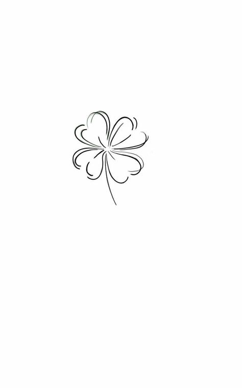 Clover Line Tattoo, 4 Leaf Clover Tattoo Design, Line Art Design Tattoo, Quadrifoglio Tattoo, Shamrock Tattoo For Women, Penny Tattoo Ideas, 5 Leaf Clover Tattoo, Clover Tattoo Design, Mini Flash Tattoo