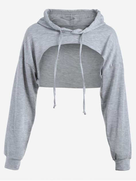 Gray Hoodies, Grey Cropped Hoodie, Crop Top Hoodie, Crop Hoodie, Crop Top Outfits, Pusheen, Girls Fashion Clothes, Teenage Fashion Outfits, Drawstring Hoodie