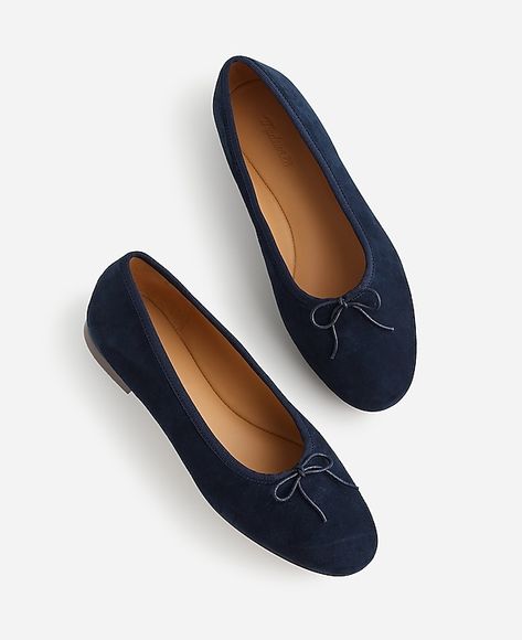 The April Ballet Flat | Madewell Navy Flats, Wardrobe Wishlist, What A Girl Wants, Suede Ballet Flats, Leather Industry, Classy Shoes, 2024 Style, Crazy Shoes, Ballet Flat