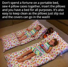 Have extra pillows that are taking up space and sheets that you don't use anymore? Consider doing this with them! Portable Bed, Diy Bebe, Diy Event, Baby Diy, Creation Couture, Baby Hacks, Future Kids, Diy Baby Stuff, Diy For Kids