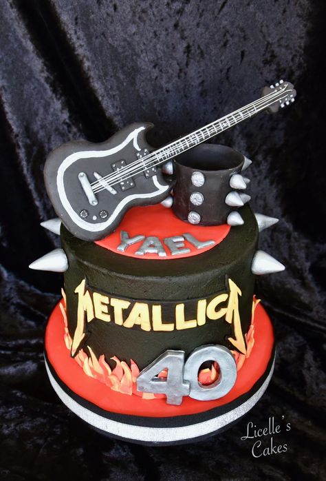 Metallica Party Ideas, Metallica Birthday Party Ideas, Metallica Birthday Party, Rock Band Cake Ideas, Heavy Metal Birthday Cake, Metallica Cake, Metallica Birthday Cake, Metallica Cake Design, Music Cake Ideas