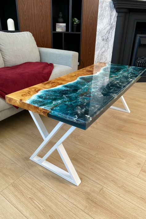 Luxury Home Living Room, River Tables, Resin Decor, Table Epoxy, Ocean Resin, Epoxy Resin Table, Epoxy Table, Resin Furniture, Kitchen Dining Tables