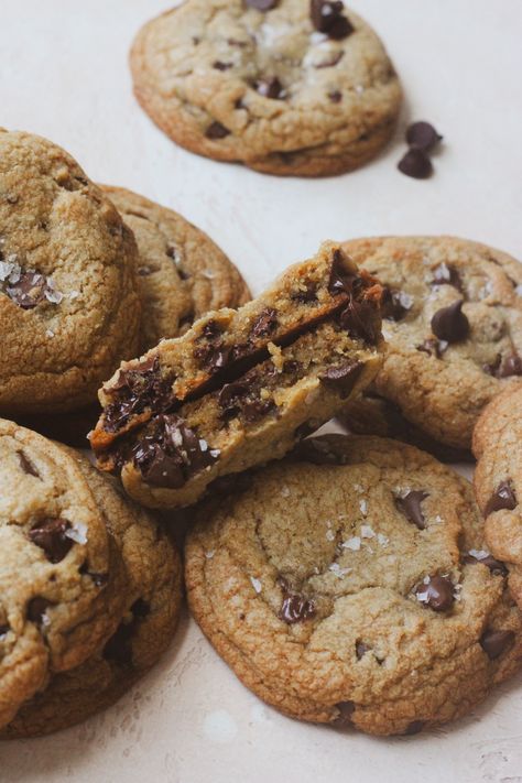 Favorite Chocolate Chip Cookies Cookie Spread, Glass Measuring Cup, Types Of Chocolate, Bittersweet Chocolate, Cookie Scoop, Chewy Cookie, Bread Flour, Brown Butter, Home Recipes