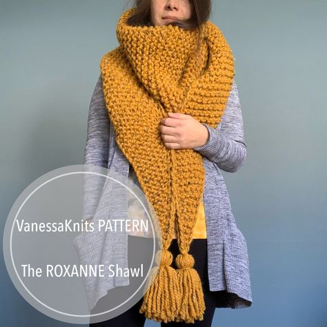 KNITTING PATTERN - ROXANNE Shawl // Oversized, Chunky, Garter Stitch ShawlThis listing is for a PDF PATTERN only, not the finished product. Once your payment is processed by Etsy, you will receive an email with a link to download your digital pattern. Pattern Type: KnittingLevel: Beginner--------- Chunky Knit Scarf, Knitting Terms, Chunky Knit Scarves, Pom Pom Maker, Diy Scarf, Scarf Knitting Patterns, Garter Stitch, Scarf Pattern, Cozy Knits