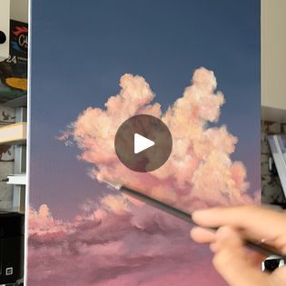 Color By Feliks, Acrylic Painting Pink, Clouds Acrylic, Painting Clouds, Fluffy Clouds, Cloud Painting, Pink Clouds, White Clouds, Painting Videos