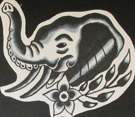 Traditional Black and Gray Tattoo Flash by Jermaine Taylor - Jermaine Taylor Tattoos - Elephant Tattoo Flash © www.jermainetaylortattoos.com Old School Elephant Tattoo, Elephant Tattoos Traditional, Elephant Flash Tattoo, American Traditional Elephant Tattoo, Elephant Tattoos Back, American Traditional Elephant, Traditional Tattoo Elephant, Traditional Elephant Tattoo, Traditional Black And Grey Tattoos