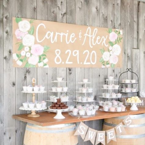 Wedding Shower Banner Ideas, Wedding Shower Banner, Wedding Banner Ideas, Wedding Banner Diy, Wedding Shower Banners, Painted Banners, Wedding Banner Design, Engagement Hand, Bridesmaids Luncheon