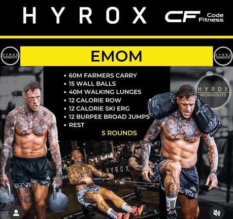 Hyrox Workout, Crossfit Workout Program, Strongman Workout, Hyrox Training, Crossfit Exercises, Wods Crossfit, Crossfit Workouts Wod, Crossfit Workouts At Home, Amrap Workout