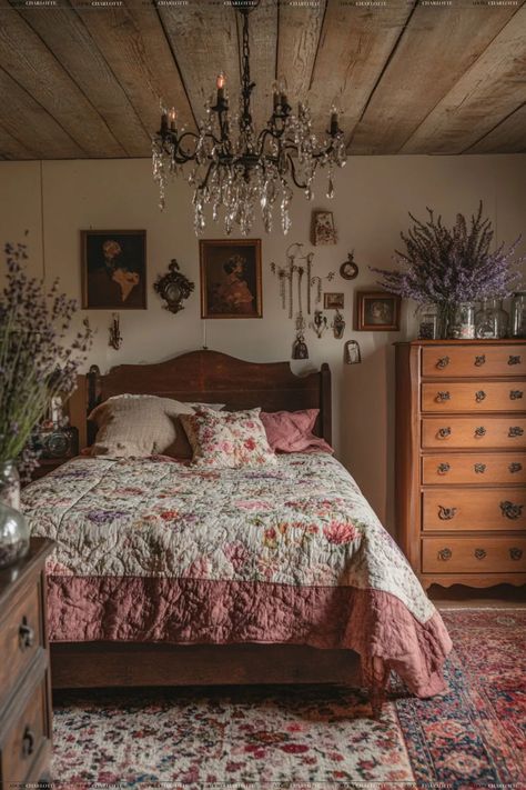 11 Rustic Boho Witchy Bedroom Ideas for Cozy Magic - Adore Charlotte Boho Witchy Bedroom, Rustic Boho Bedroom, Witchy Bedroom Ideas, Witchy Bedroom, Distressed Wood Furniture, Hanging Herbs, Weathered Furniture, Southwestern Style, Wooden Bed