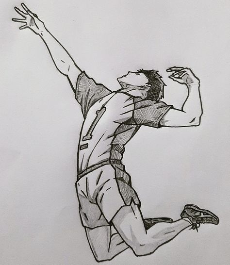 Haikyuu Drawing Sketches Easy, Volleyball Drawing Ideas, Haikyuu Drawing Sketch, Volleyball Sketch, Haikyuu Sketch, Haikyuu Drawing, Wakatoshi Ushijima, Volleyball Drawing, Ushijima Wakatoshi