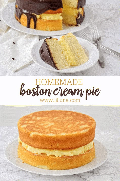 Old-fashioned Boston cream pie is a best-loved classic cake, not pie, that is utterly decadent and delicious! #bostoncreamcake #bostoncream #bostoncreampie #cake #dessert Boston Cream Pie Filling, Boston Cream Pie Cake, Work Desserts, Boston Cream Pie Recipe, Boston Cream Poke Cake, Boston Cream Cake, Restaurant Desserts, 2023 Cake, Blueberry Pies