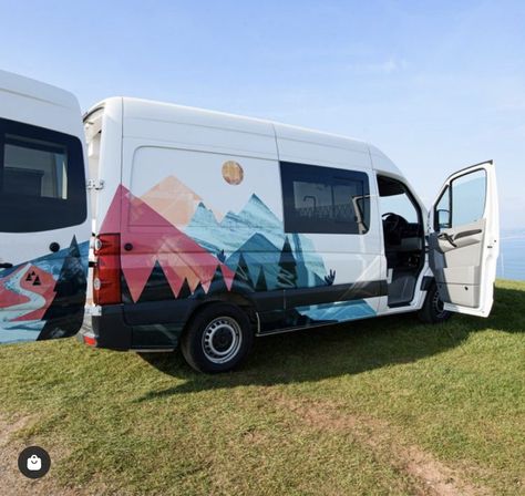 Painted Camper, Rae Of Sunshine, Camper Exterior, Van Stickers, Vans Painted, Camper Decals, Best Campervan, Rv Exterior, Camper Art