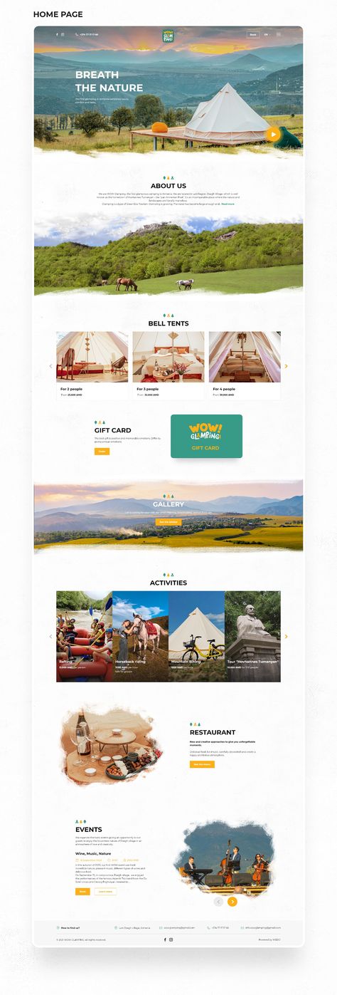 WOW Glamping Website Design on Behance Outdoor Website Design Inspiration, Camp Website Design, Behance Website Design, Camping Website Design, Camping Site Design, Outdoor Website, Website Design Travel, Camping Website, Camp Website