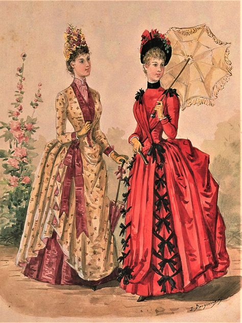 Fashion Plate - La Mode Illustree - 1888 1888 Fashion, Late Victorian Fashion, 1899 Fashion, Victorian Era Fashion, 1880s Fashion, 19th Century Clothing, 1800s Fashion, Victorian Costume, Historical Dress