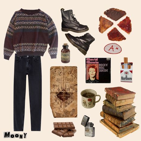 Moony Outfits Aesthetic, Remus Lupin Clothing Aesthetic, Moony Remus Lupin Aesthetic Outfits, Remus Lupin Astethic, Remus Lupin Color Palette, Remus Lupin Core Clothes, Remus Lupin Style Clothes, Remus Lupin Outfit Aesthetic Summer, Female Remus Lupin Outfit