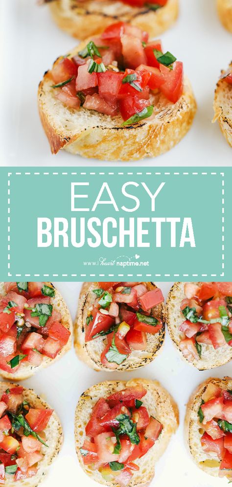 Toasted Baguette Slices, Easy Bruschetta Recipe, Homemade Bruschetta, Baguette Slices, Toasted Baguette, Easy Bruschetta, I Heart Naptime, Bruschetta Recipe, Sliced Baguette