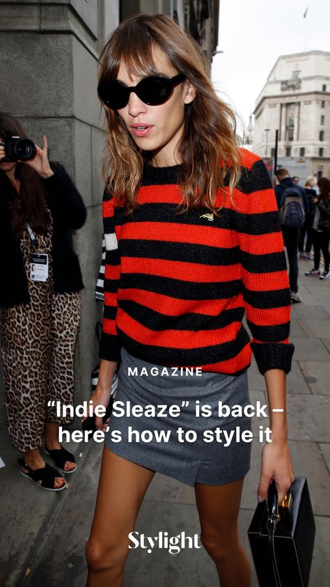 "Indie Sleaze" is making a comeback as the trend cycle shifts from Y2K to the 2010s. This style, described by British Vogue as a mix of '90s grunge and '80s opulence with a hint of eroticism, was popularized by icons like Kate Moss and Alexa Chung. Coined by trend forecaster Mandy Lee on TikTok, Indie Sleaze combines retro flair with a touch of edgy sophistication.  #IndieSleaze #FashionTrend #RetroRevival #2010sStyle #GrungeChic #KateMossStyle #AlexaChung #TikTokTrends #VintageVibes Alexa Chung Festival Style, Gig Outfits Concert What To Wear, Alexa Chung 2010 Street Styles, Alexa Chung Indie Sleaze, Indie Sleaze Fall Outfits, Indie Sleaze Hairstyles, Indie Sleaze Style, Twee Style Aesthetic, Sassy Magazine 90s