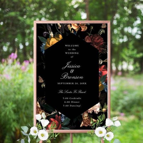 $43.35 | Dark Moody Romantic Floral Dutch Wedding Welcome #wedding, order of events, ceremony, wedding sign, welcome sign, floral, dutch, welcome, welcome wedding signs, order of events sign Ceremony Wedding Sign, Dutch Wedding, Fall Wedding Trends, Wedding Order Of Events, Order Of Events, Moody Wedding, Wedding Posters, Wedding Order, Welcome Poster