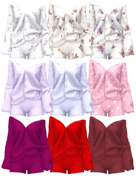 Kami Pyjama Set - The Sims 4 Download - SimsFinds.com Sims 4 Cheats, Sims 4 Tsr, Play Sims 4, Sims Packs, The Sims 4 Pc, Sims 4 Bedroom, Sims 4 Body Mods, Sims 4 Expansions, Tumblr Sims 4