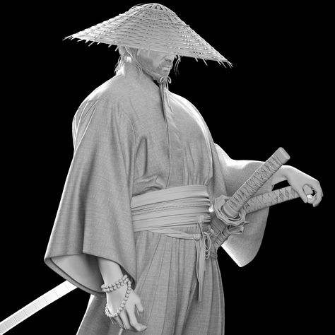 Samurai Outfit, Ninja Hat, Samurai Games, 3d Maya, Japan Tattoo Design, Samurai Artwork, Japanese Drawings, Sketches Of People, Pencak Silat