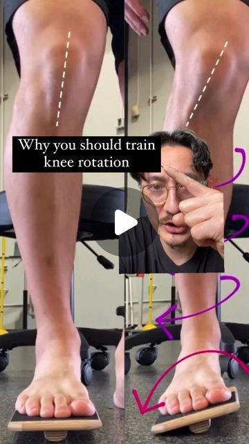 Dr. James Chung | Sports Performance Physical Therapist on Instagram: "Don’t make your ankle work harder than it needs to.  When I often encounter an ankle injury, stability is one of the most challenging qualities to recover.  One way you can provide an extra buffer for stress during your rehab is to work on your knee rotation.  You can see that my foot follows my Tibia as I isolate Tibial External and Internal Rotation.  I’m not cueing myself to do anything whatsoever at the foot. It’s just coming along for the ride.  Now think about all the single-leg work you do to improve your stability…  Where do you think the motion comes from if it’s not happening at the knee?  Having good independence between the ankle and knee makes it easier to coordinate them together when you begin to challeng Yoga For Knee Injuries, Active Stretches, Ankle Rehab Exercises, Stretches For Knees, Ankle Strengthening Exercises, Plantar Fascitis, Functional Training Workouts, Knee Bones, Knee Care