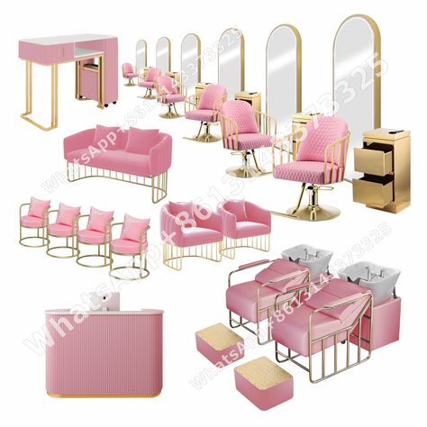 Beauty Bar Salon, Beauty Shop Decor, Pink Salon, Beauty Salon Interior Design, Nail Salon Interior, Beauty Room Salon, Esthetician Room Decor, Spa Room Decor, Hair Salon Design