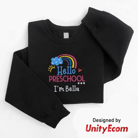 Amazon.com: Personalized Embroidered Name Teacher, Students Funny Hello Preschool Shirt, Preschool Shirt, Kindergarten Shirt, Back To School Shirt, First day Of School Shirt : Handmade Products Funny Hello, Preschool Shirts, First Day Of School Shirt, Student Humor, Kindergarten Shirts, Embroidered Name, Embroidered Sweatshirt, Preschool Kindergarten, Personalized Embroidered