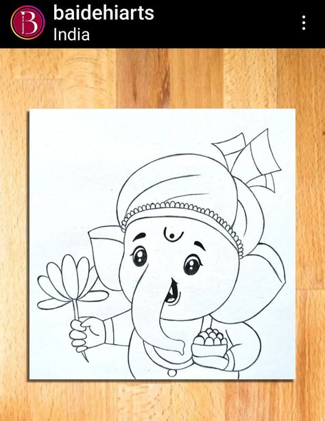 Cute Elephant Rangoli, Ganesh Ji Sketch Easy, Cute Ganesha Drawing For Kids, Ganapati Drawing Easy, Cute Ganesh Ji Drawing, Cute Ganesha Drawing, Ganapati Drawing, Canvas Drawing Ideas, Lord Painting