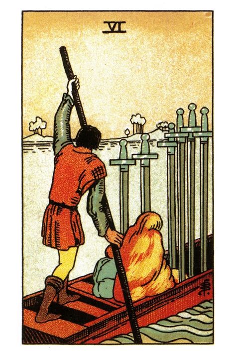 Six of Swords Tarot card meaning. Six Of Swords, Best Tarot Decks, Rider Waite Tarot Cards, King Of Swords, King Of Wands, All Tarot Cards, Ace Of Pentacles, Rider Waite Tarot Decks, Tarot Significado