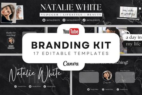 Design Templates Youtube Canva, Black And White Social Media Template, Tutorial Canva, Youtube Branding Kit, Youtube Branding, Canva Tips, Instagram Canva, Youtube Banner, Youtube Banners