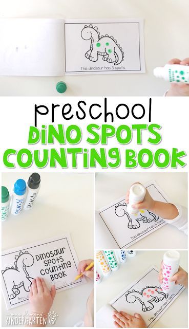 Practice counting and fine motor skills with this dino spot counting book. Perfect for a dinosaur theme in tot school, preschool, or even kindergarten! Puppet Makeup, Preschool Dinosaurs, Dinosaur Crafts Preschool, Dinosaur Lesson, Dinosaur Theme Preschool, Dinosaur Activities Preschool, Dinosaurs Preschool, Puppet Master, Dinosaur Activities