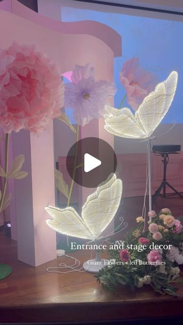 Houstons Wedding and Flower Wall Studio on Instagram: "Tea Party 🎀🫖  Life size butterflies x Giant Flowers  custom floral pieces   Your special day celebration becomes tomorrow’s lasting memories !!   2024 Bookings are now open !  Send us a text to inquire about your next booking !  📲 +1 (832) 259-8894" Quince Decorations, Photo Corners, Giant Flowers, Butterfly Effect, 3d Butterflies, Houston Wedding, Now Open, Your Special, Life Size