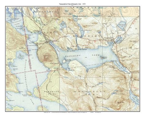 Rangeley Lake 1939 - Custom USGS Old Topo Map - Maine 1 - OLD MAPS Lake Map, Bond Paper, Topo Map, Old Maps, Topographic Map, Birds Eye View, Birds Eye, Large Prints, Post Office