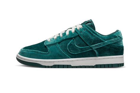 Nike Dunk Low Green Velvet DZ5224-300 Release Date | HYPEBEAST Teal Sneakers, Dunk Lows, Velvet Sneakers, Nike Models, Nike Sb Dunks, Sb Dunk, Hot Sneakers, Low Top Sneakers, Nike Dunk Low